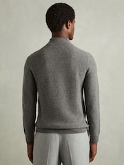 Reiss Mid Grey Melange Chester Wool Zip-Neck Jumper - Image 5 of 6