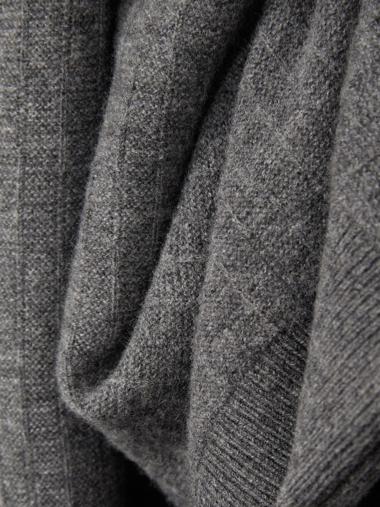 Reiss Mid Grey Melange Chester Wool Zip-Neck Jumper - Image 6 of 6