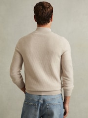 Reiss Oatmeal Chester Wool Zip-Neck Jumper - Image 5 of 6