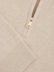 Reiss Oatmeal Chester Wool Zip-Neck Jumper - Image 6 of 6