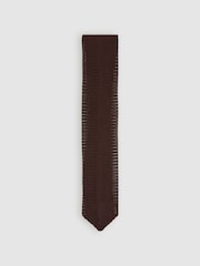Reiss Dark Brown Punto Silk Knitted Tie - Image 1 of 5