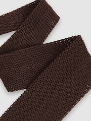 Reiss Dark Brown Punto Silk Knitted Tie - Image 3 of 5