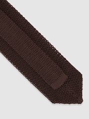 Reiss Dark Brown Punto Silk Knitted Tie - Image 4 of 5