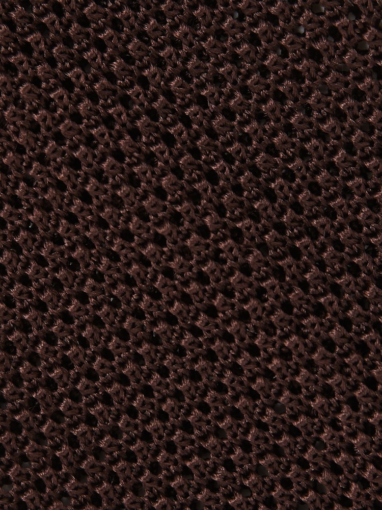 Reiss Dark Brown Punto Silk Knitted Tie - Image 5 of 5