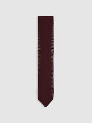 Reiss Burgundy Punto Silk Knitted Tie - Image 1 of 5