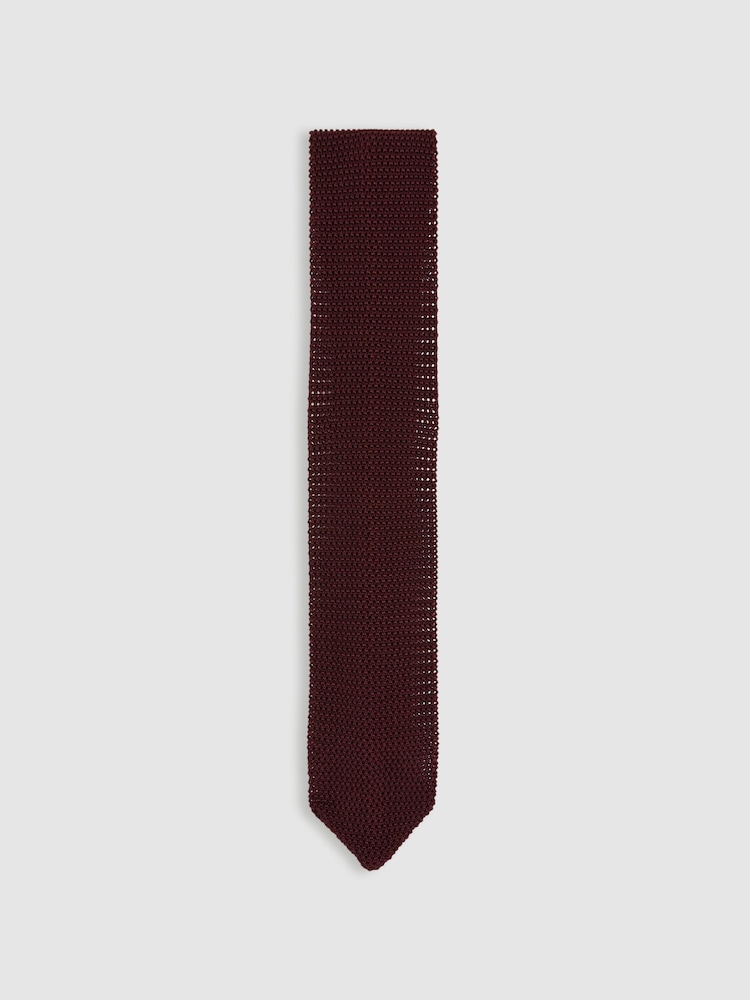 Reiss Burgundy Punto Silk Knitted Tie - Image 1 of 5