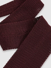 Reiss Burgundy Punto Silk Knitted Tie - Image 3 of 5
