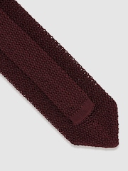 Reiss Burgundy Punto Silk Knitted Tie - Image 4 of 5