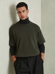 Reiss Dark Green Tate Oversized Garment Dye T-Shirt - Image 1 of 6