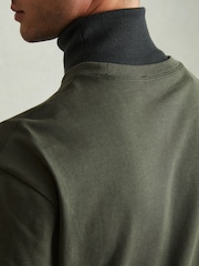 Reiss Dark Green Tate Oversized Garment Dye T-Shirt - Image 4 of 6