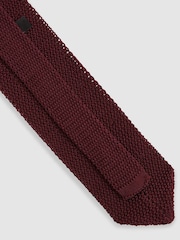 Reiss Burgundy Punto Spot Silk Knitted Pin-Dot Tie - Image 4 of 5