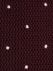 Reiss Burgundy Punto Spot Silk Knitted Pin-Dot Tie - Image 5 of 5