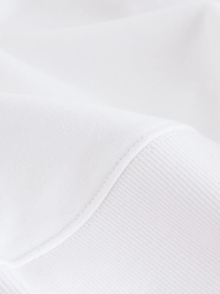 Ecru Raw Hem Detail Washed 100% Cotton Crew Neck Sweatshirt - Image 6 of 7