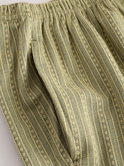 Khaki/Green Textured Jersey Stripe Wide Leg Trousers - Image 7 of 8