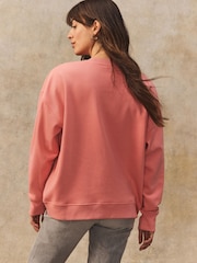 Розовый - Ma Cherie Cherry Heavy Boucle/Embroidery Graphic Crewneck Sweatshirt - Image 4 of 5