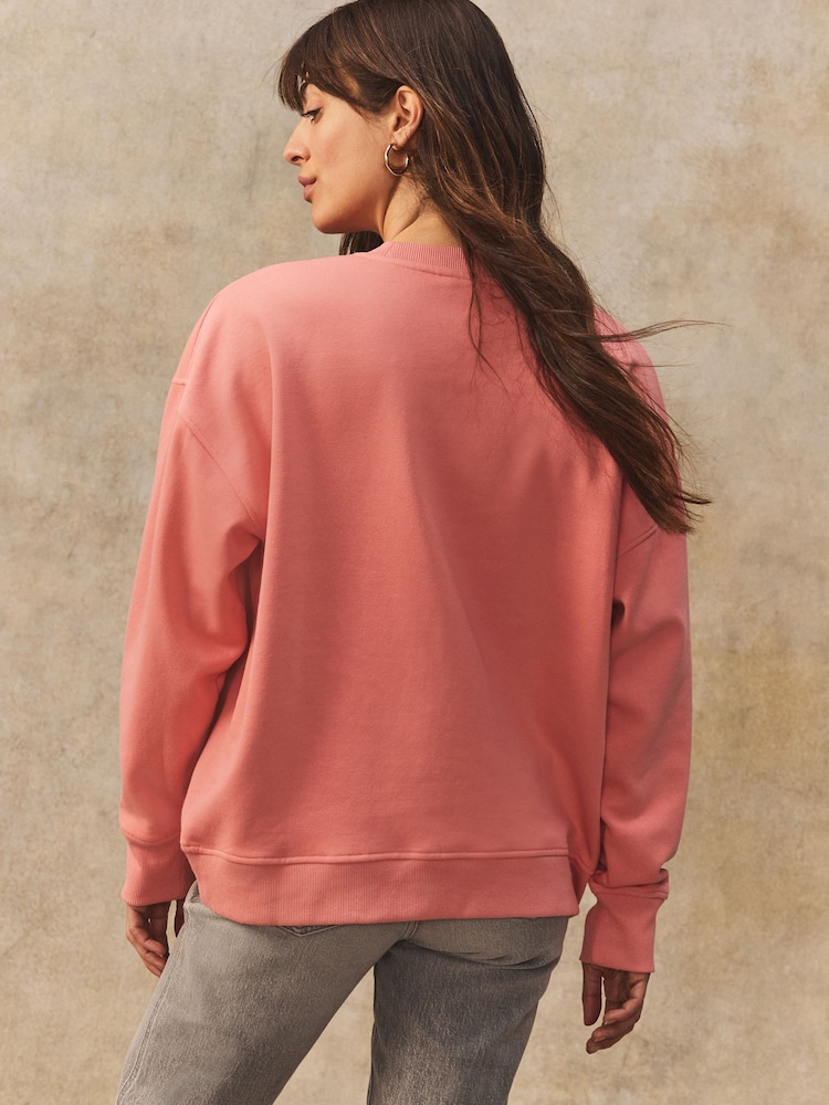Pink Ma Cherie Cherry Heavy Boucle/Embroidery Graphic Crewneck Sweatshirt - Image 4 of 5