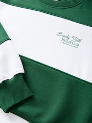 Green/White Graphic Stripe - Suéter holgado de tela gruesa con diseño gráfico a rayas y eslogan de París - Imagen 7 de 8