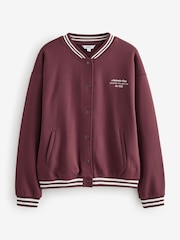 Burgundy Red Chicago Slogan Back Graphic Baseball Letterman Varsity Jacket - Image 10 of 13