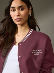Burgundy Red Chicago Slogan Back Graphic Baseball Letterman Varsity Jacket - Image 6 of 13