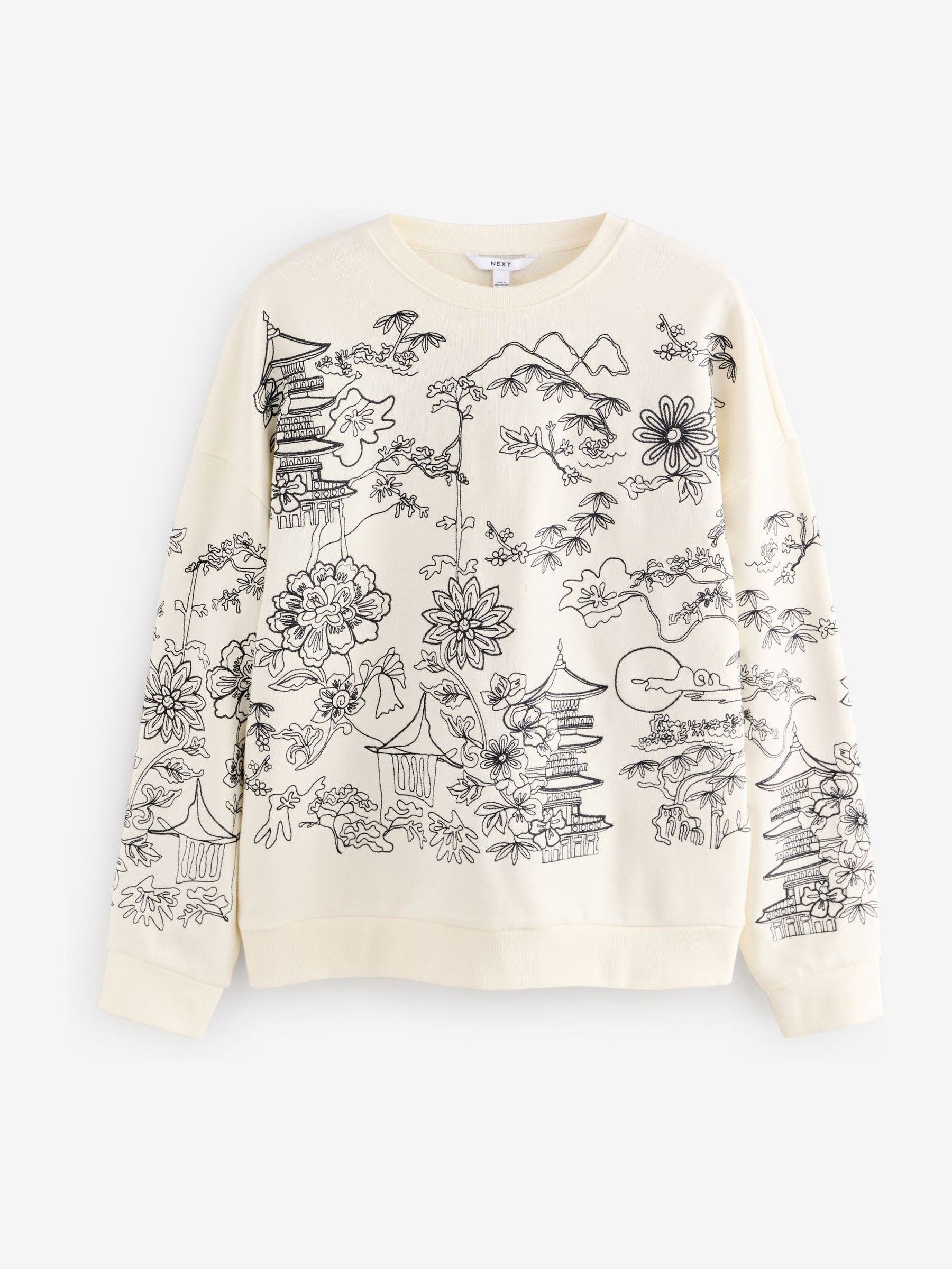 Buy Ecru Graphic Print All-Over Premium Embellished