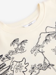 Ecru Graphic Print All-Over Premium Embellished Embroidery Oriental Sweatshirt - Image 7 of 7
