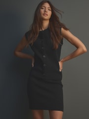 Noir - Haut doux au toucher et confortable en maille boutonnée - Image 1 of 7