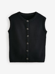 Noir - Haut doux au toucher et confortable en maille boutonnée - Image 6 of 7
