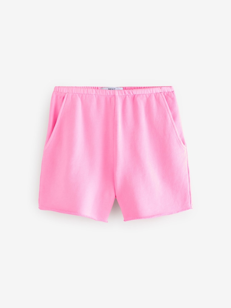 Fluro Rose - Short en jersey 100% coton délavé à ourlet brut - Image 6 of 8