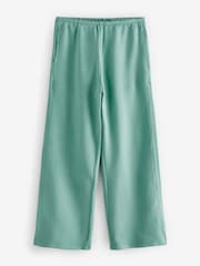 Teal Blue Elevated Wide Leg Washed Look 100% Cotton Joggers - Image 5 of 7