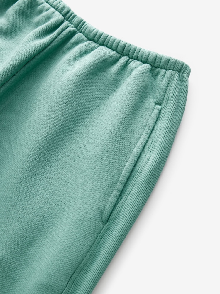 Teal Blue Elevated Wide Leg Washed Look 100% Cotton Joggers - Image 6 of 7