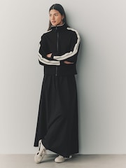Black Slinky Side Stripe Zip Through Track Top Jacket - Image 2 of 8