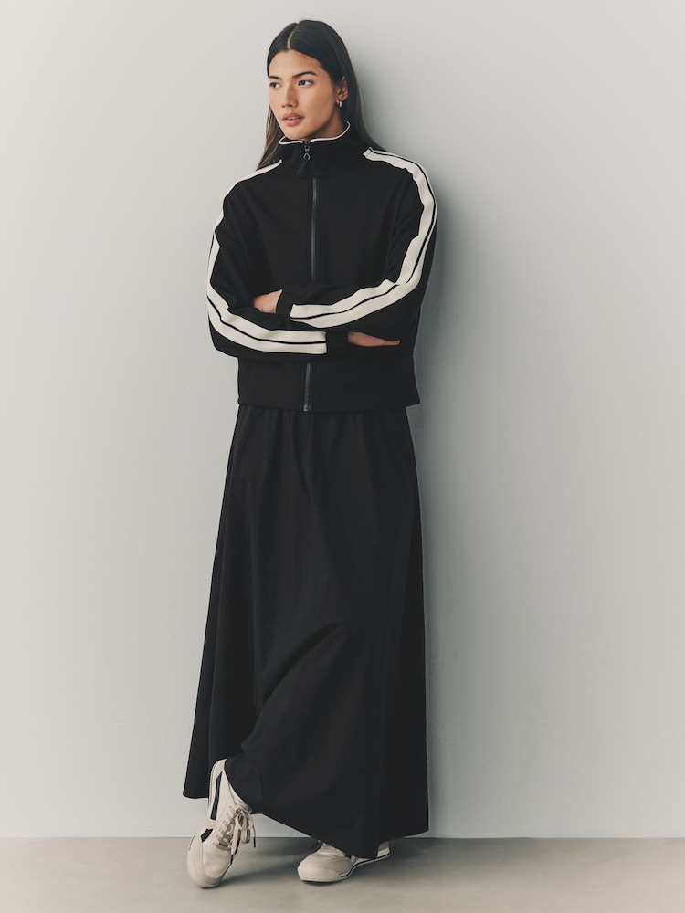 Black Slinky Side Stripe Zip Through Track Top Jacket - Image 2 of 8