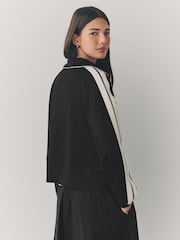 Black Slinky Side Stripe Zip Through Track Top Jacket - Image 3 of 8