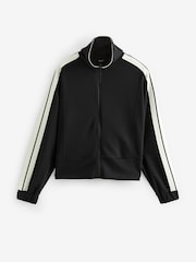 Black Slinky Side Stripe Zip Through Track Top Jacket - Image 6 of 8