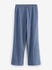 Indigo Blue Elevated Wide Leg Washed Look 100% Cotton Joggers - Image 5 of 7