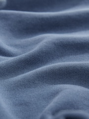 Indigo Blue Elevated Wide Leg Washed Look 100% Cotton Joggers - Image 7 of 7