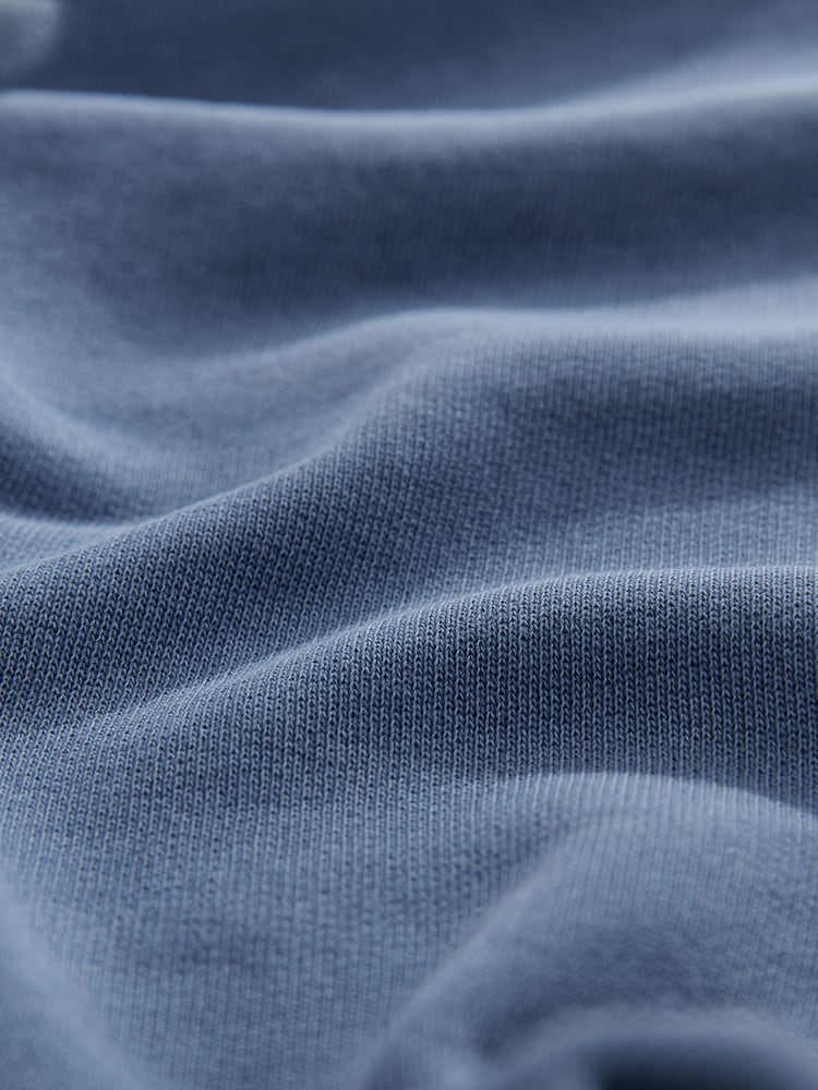 Indigo Blue Elevated Wide Leg Washed Look 100% Cotton Joggers - Image 7 of 7