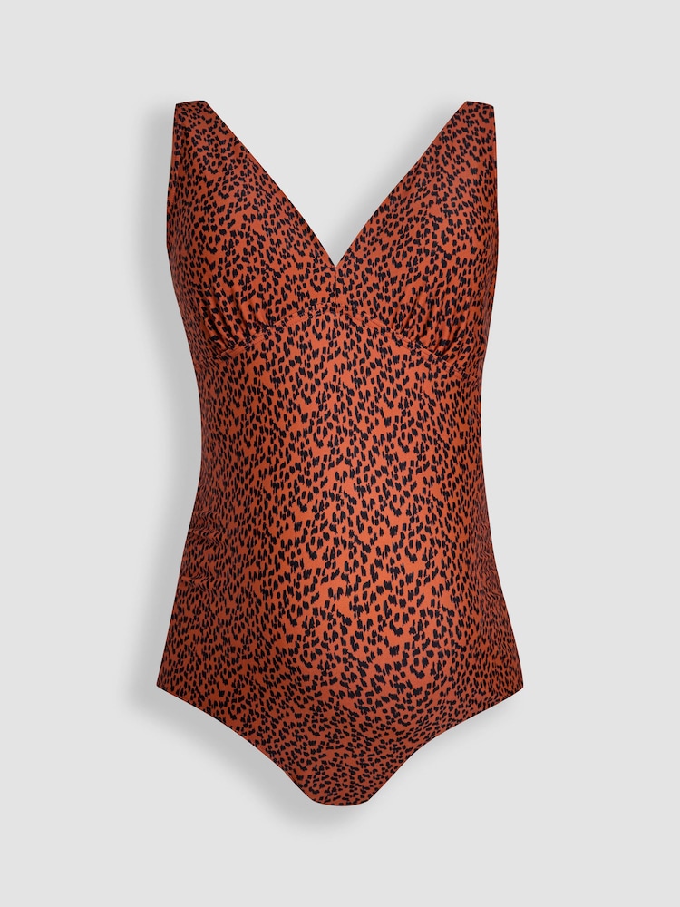 JoJo Maman Bébé Rust Maternity Animal Print V-Neck Swimsuit - Image 1 of 6