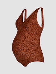 JoJo Maman Bébé Rust Maternity Animal Print V-Neck Swimsuit - Image 5 of 6