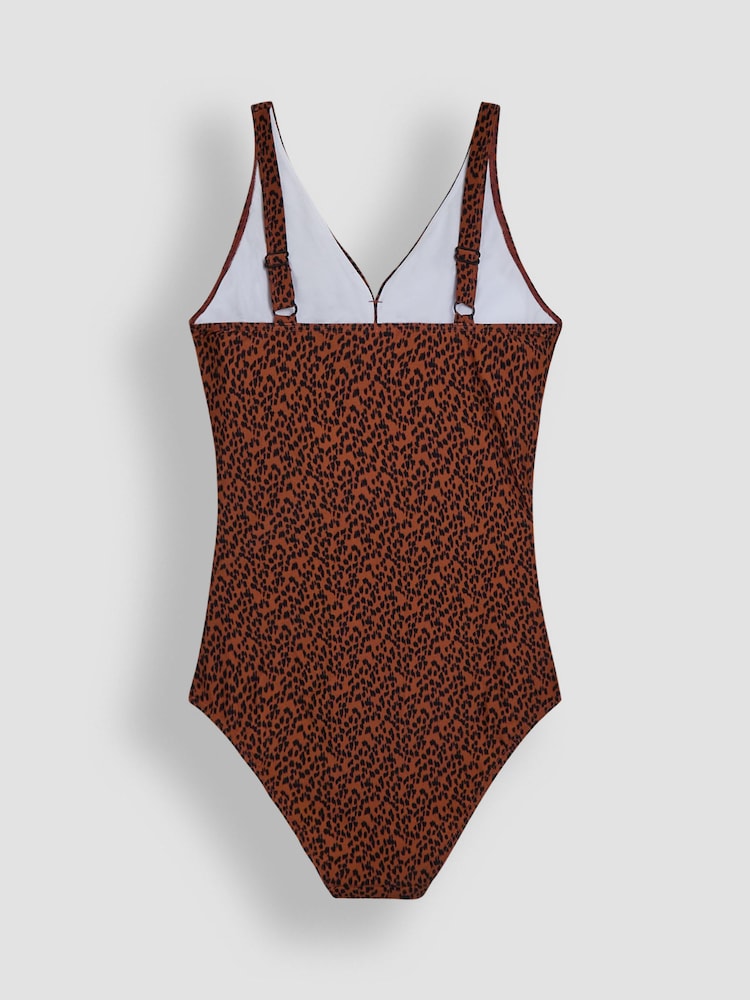 JoJo Maman Bébé Rust Maternity Animal Print V-Neck Swimsuit - Image 6 of 6