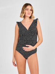 JoJo Maman Bébé Maternity Spot Frill Sleeve V-Neck Swimsuit - Imagen 2 de 9