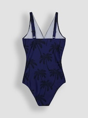 JoJo Maman Bébé Navy Maternity Palm Tree V-Neck Swimsuit - Image 8 of 8
