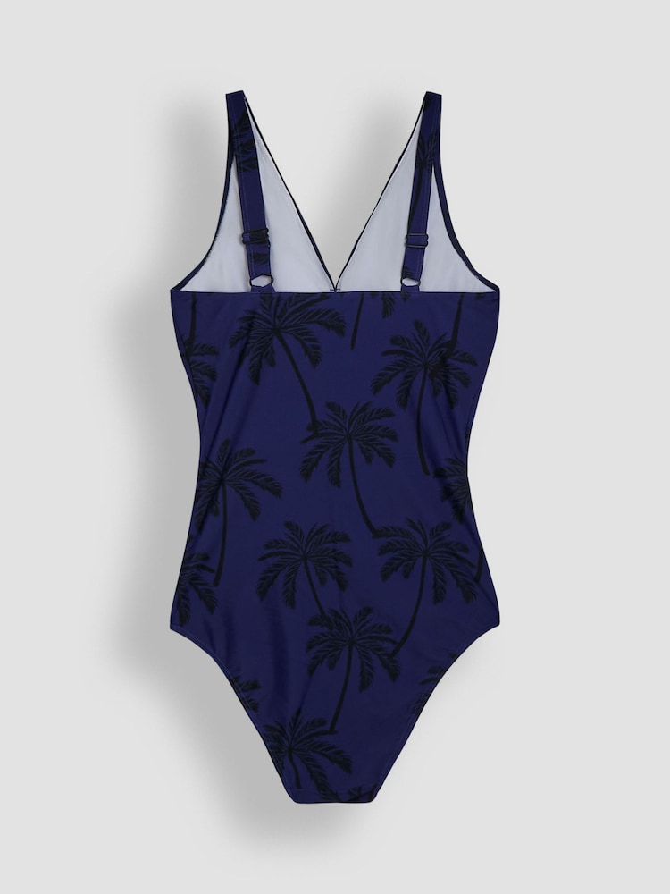 JoJo Maman Bébé Navy Maternity Palm Tree V-Neck Swimsuit - Image 8 of 8