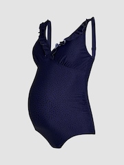 JoJo Maman Bébé Navy Maternity Spot Frill Swimsuit - Image 7 of 8