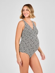 JoJo Maman Bébé Black Maternity Animal Print V-Neck Swimsuit - Image 1 of 8