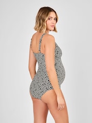 JoJo Maman Bébé Black Maternity Animal Print V-Neck Swimsuit - Image 2 of 8