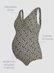 JoJo Maman Bébé Black Maternity Animal Print V-Neck Swimsuit - Image 3 of 8
