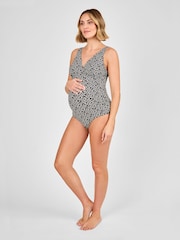 JoJo Maman Bébé Black Maternity Animal Print V-Neck Swimsuit - Image 6 of 8