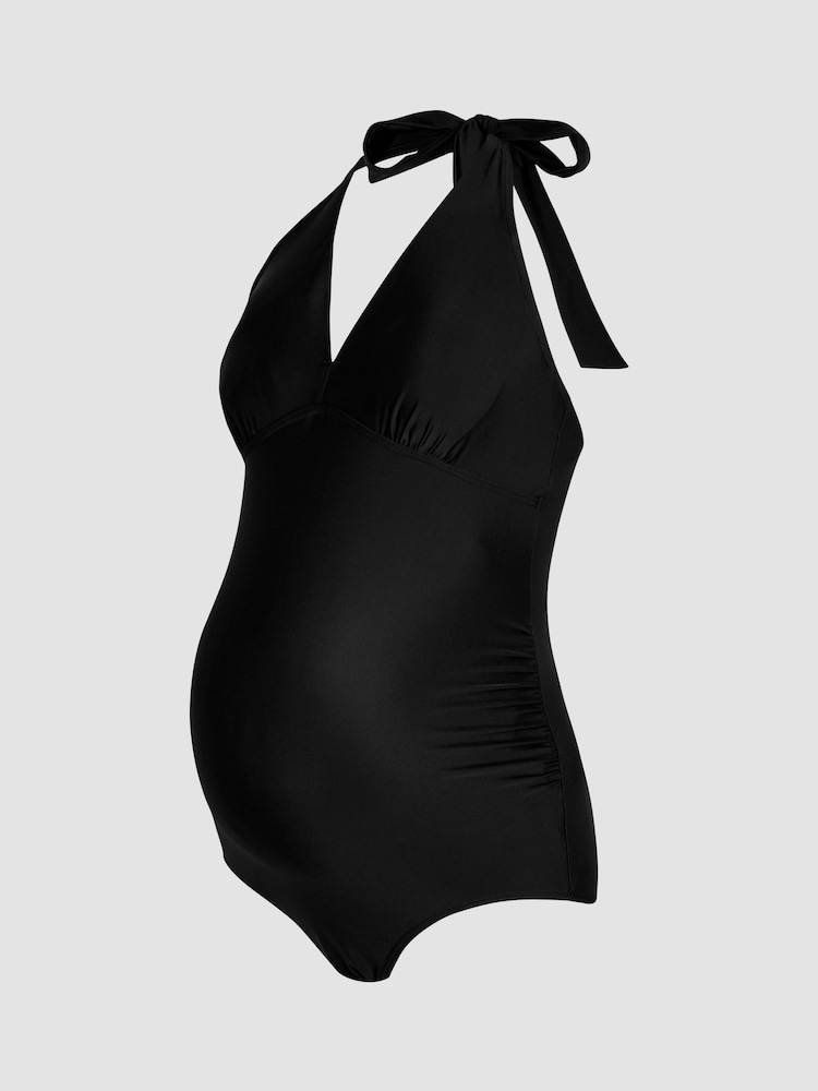 JoJo Maman Bébé Black Maternity Halterneck Swimsuit - Image 7 of 8