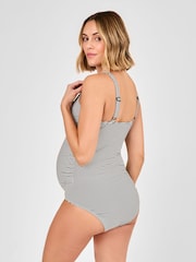 JoJo Maman Bébé Black Maternity Stripe Textured V-Neck Swimsuit - Image 2 of 8